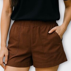 WILDFOX High Waist Loose Fit Shorts Beachy Boho Coastal Casual Rayon Brown M